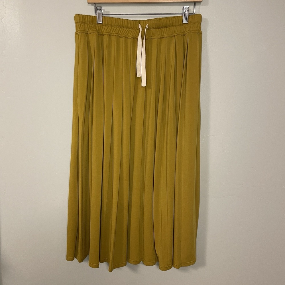 Reiss Ariella Fine Jersey Pleated Midi Skirt Mustard Size 10 Elegant Flowy